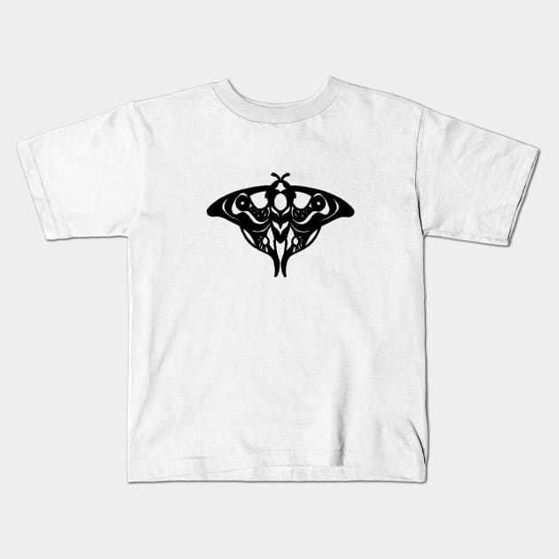 New Ellie's Moth Real Tattoo (Black) Kids T-Shirt by Blue Button